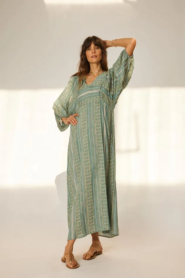 Alice Dress Paisley Stripe Pool Women Natalie Martin Dresses