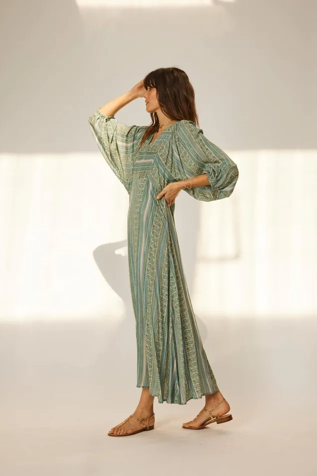 Alice Dress Paisley Stripe Pool Women Natalie Martin Dresses