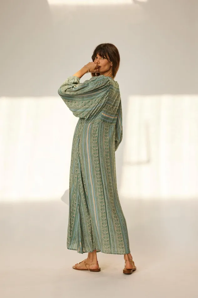 Alice Dress Paisley Stripe Pool Women Natalie Martin Dresses