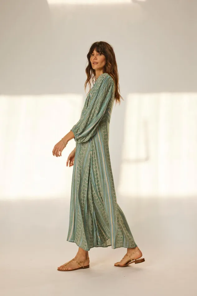 Alice Dress Paisley Stripe Pool Women Natalie Martin Dresses