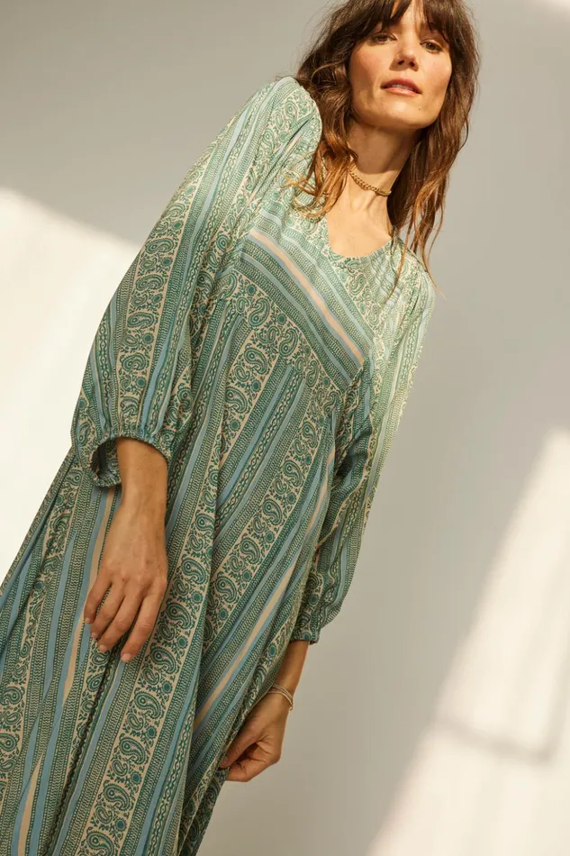 Alice Dress Paisley Stripe Pool Women Natalie Martin Dresses