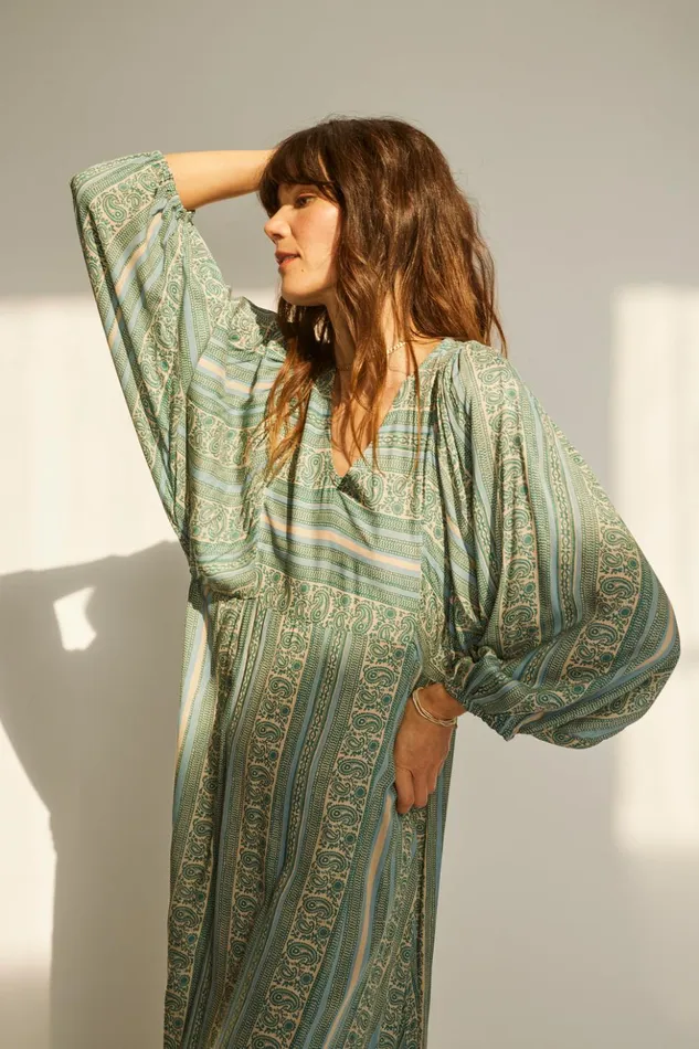 Alice Dress Paisley Stripe Pool Women Natalie Martin Dresses