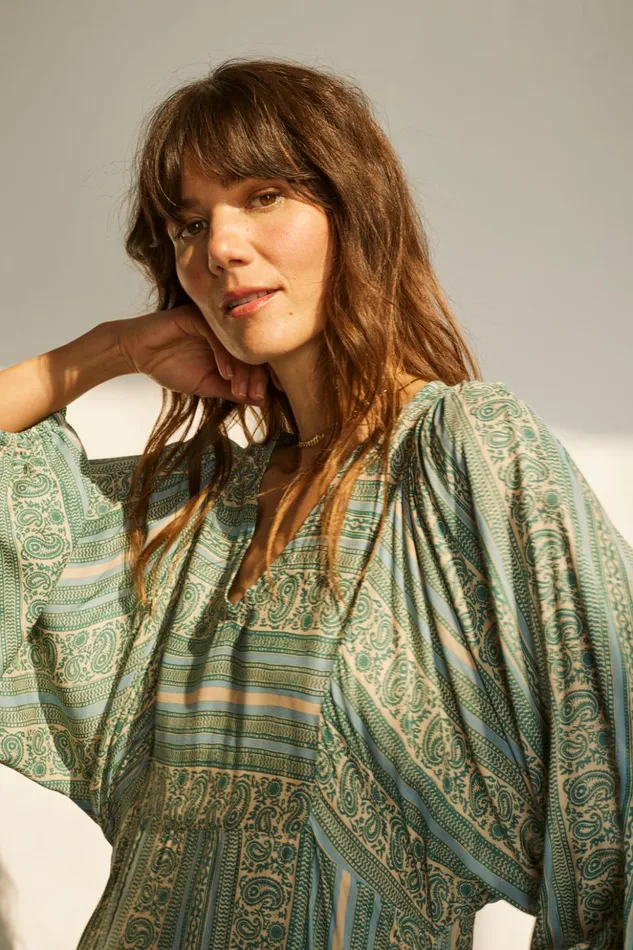 Alice Dress Paisley Stripe Pool Women Natalie Martin Dresses