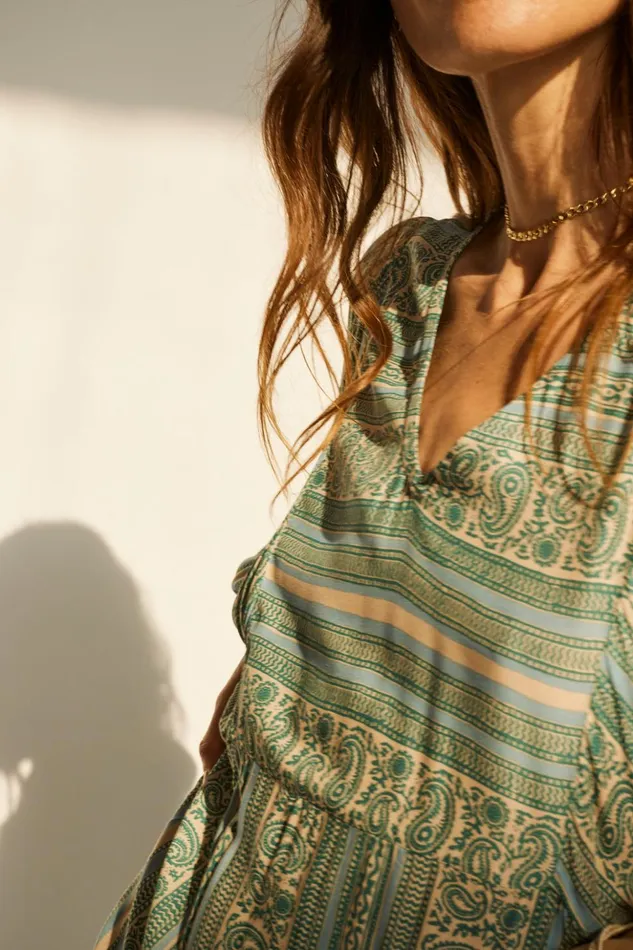 Alice Dress Paisley Stripe Pool Women Natalie Martin Dresses