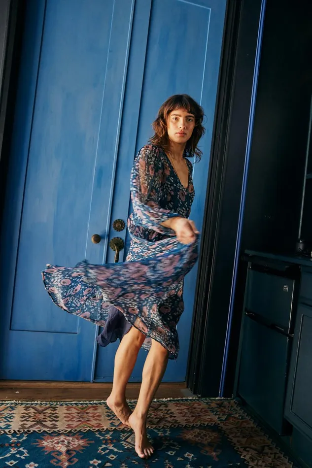 Alice Dress Vintage Flowers Indigo Women Natalie Martin Dresses