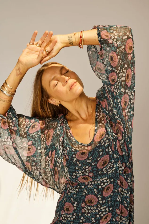 Alice Dress Vintage Flowers Indigo Women Natalie Martin Dresses