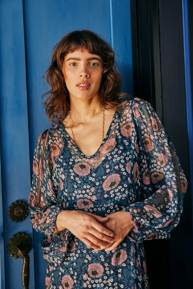 Alice Dress Vintage Flowers Indigo Women Natalie Martin Dresses