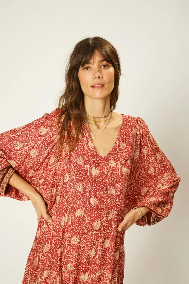 Alice Dress Water Lily Terracotta Women Natalie Martin Dresses