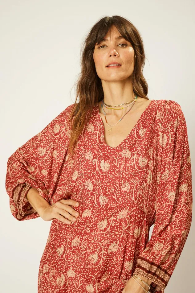 Alice Dress Water Lily Terracotta Women Natalie Martin Dresses
