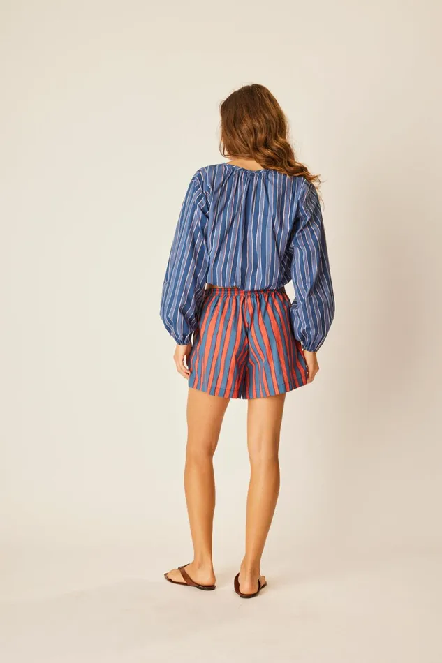 Amelia Top Batik Stripe Navy Women Natalie Martin Tops Amelia Top Batik Stripe Navy Women Natalie Martin Tops