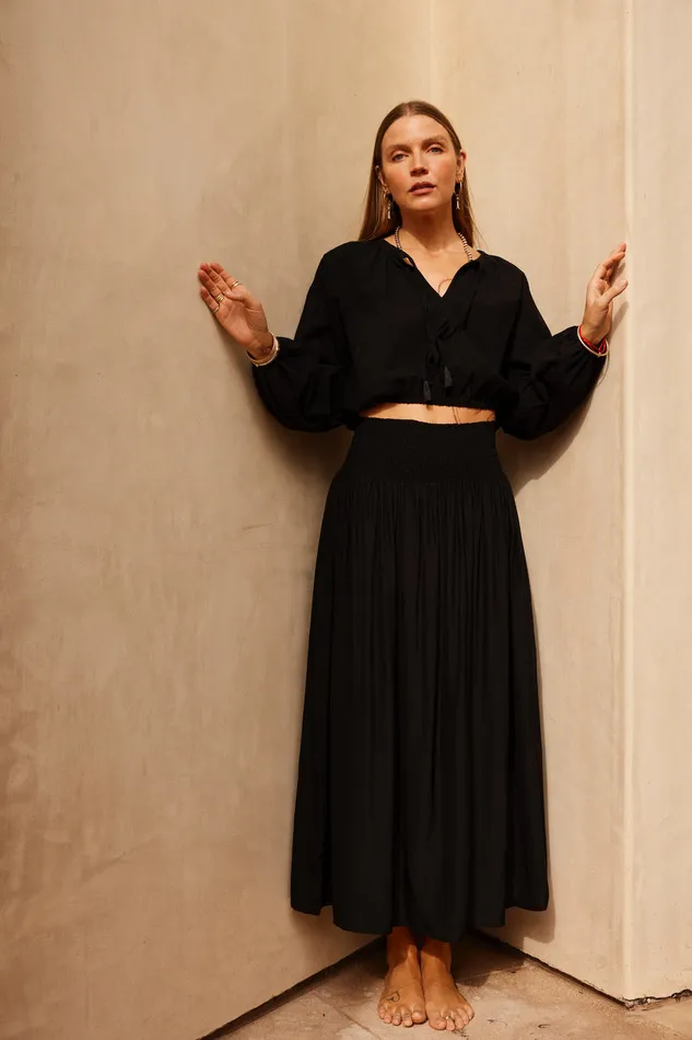 Amelia Top Black Flat Cotton Women Natalie Martin Tops