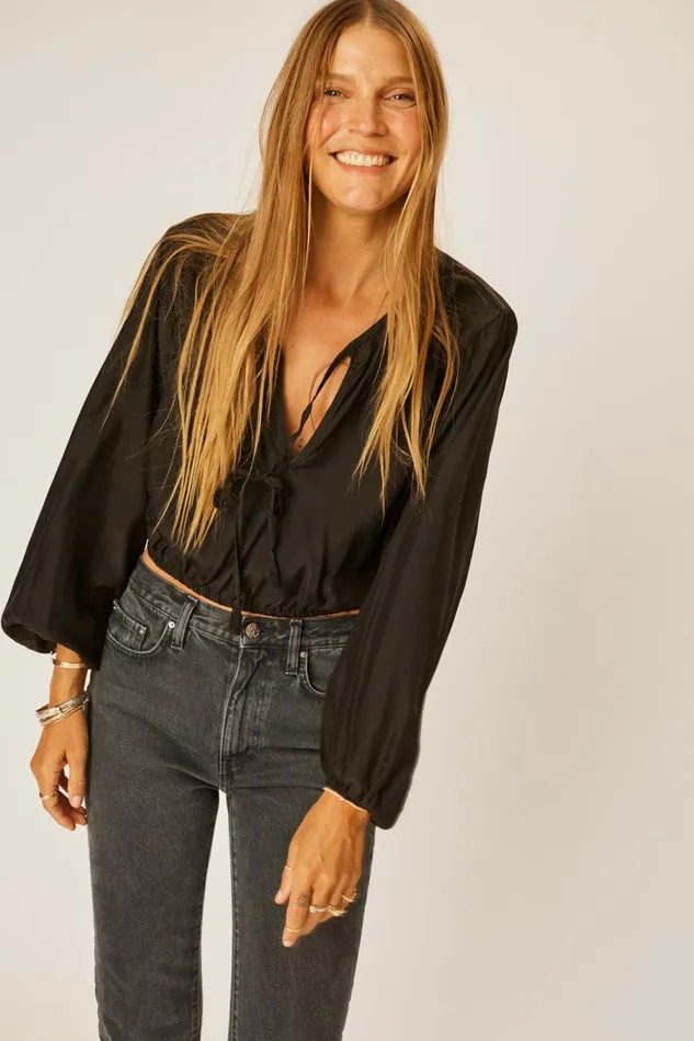 Amelia Top Black Silk Women Natalie Martin Tops