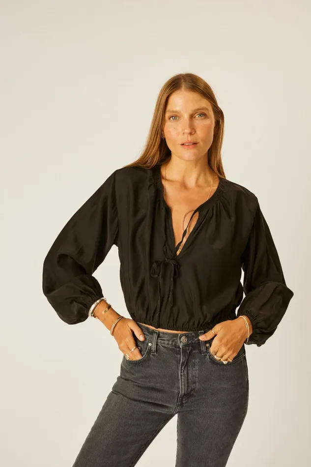 Amelia Top Black Silk Women Natalie Martin Tops