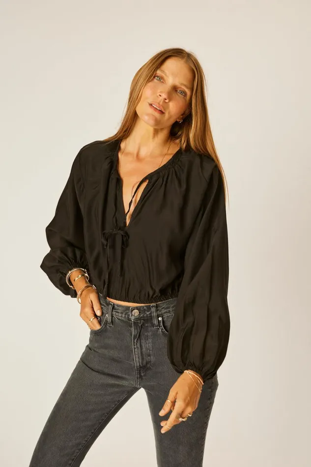 Amelia Top Black Silk Women Natalie Martin Tops