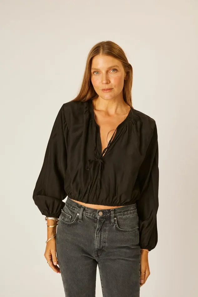 Amelia Top Black Silk Women Natalie Martin Tops