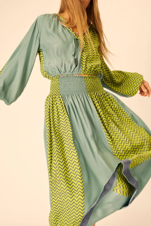 Amelia Top Block Zigzag Lime Women Natalie Martin Tops