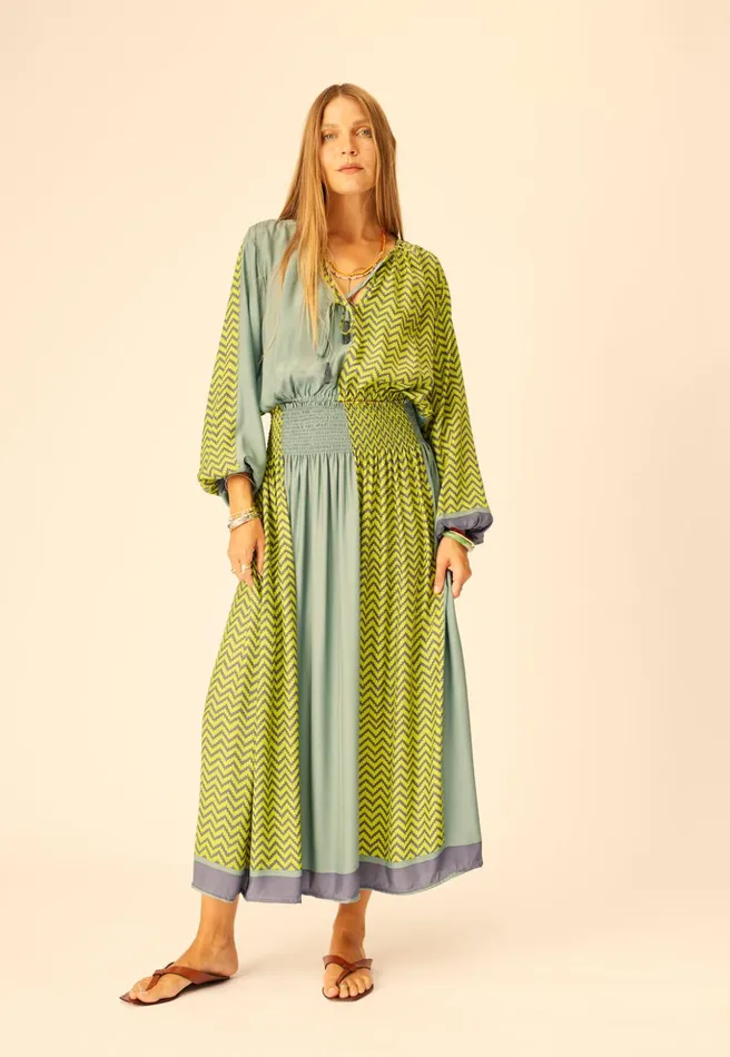 Amelia Top Block Zigzag Lime Women Natalie Martin Tops