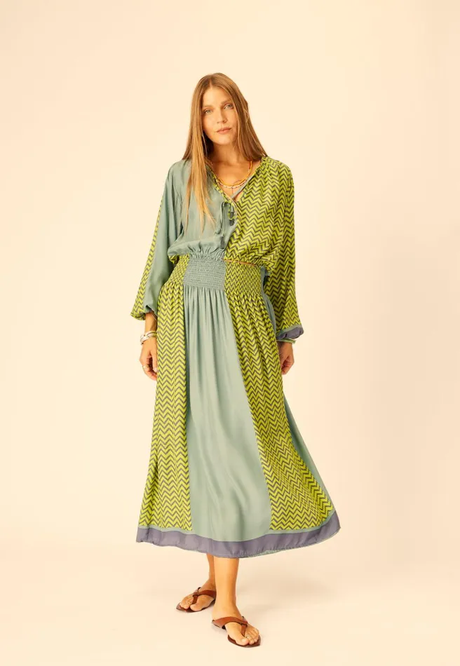Amelia Top Block Zigzag Lime Women Natalie Martin Tops