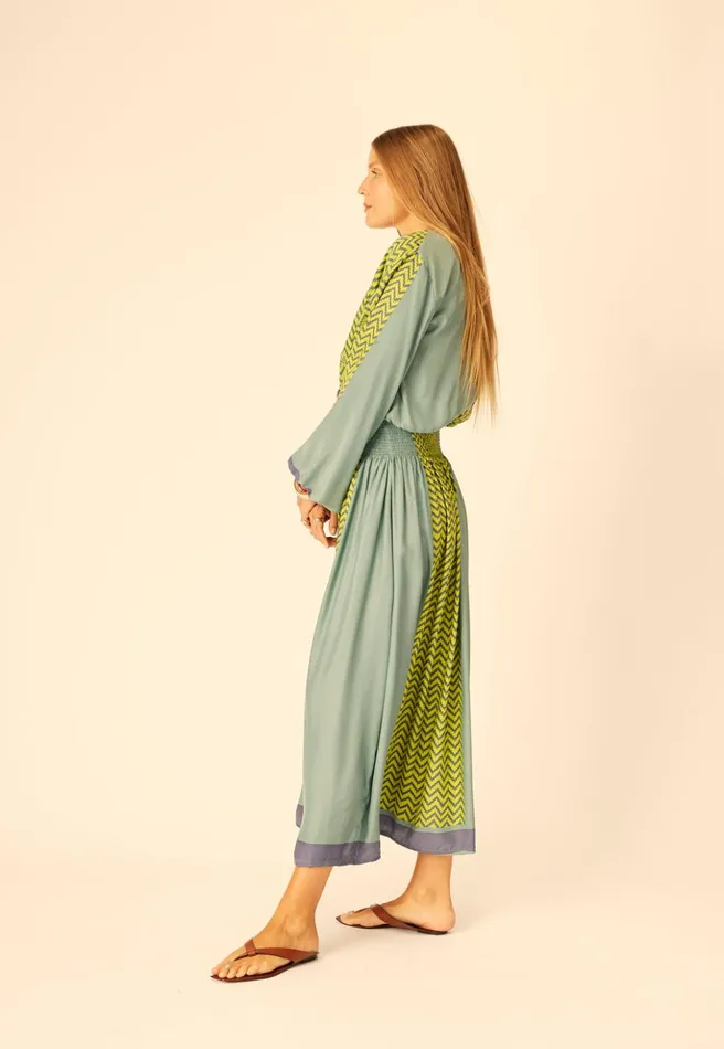 Amelia Top Block Zigzag Lime Women Natalie Martin Tops