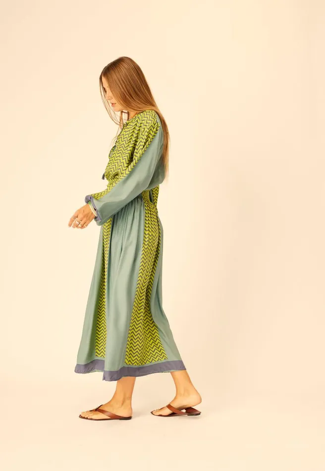Amelia Top Block Zigzag Lime Women Natalie Martin Tops
