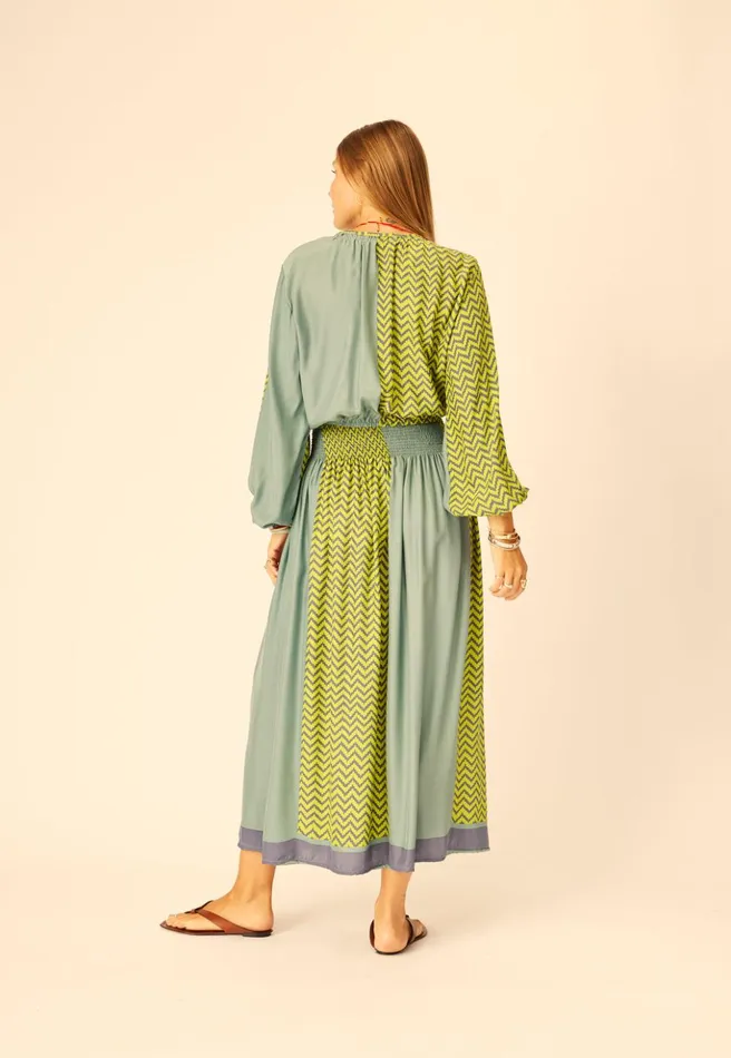 Amelia Top Block Zigzag Lime Women Natalie Martin Tops
