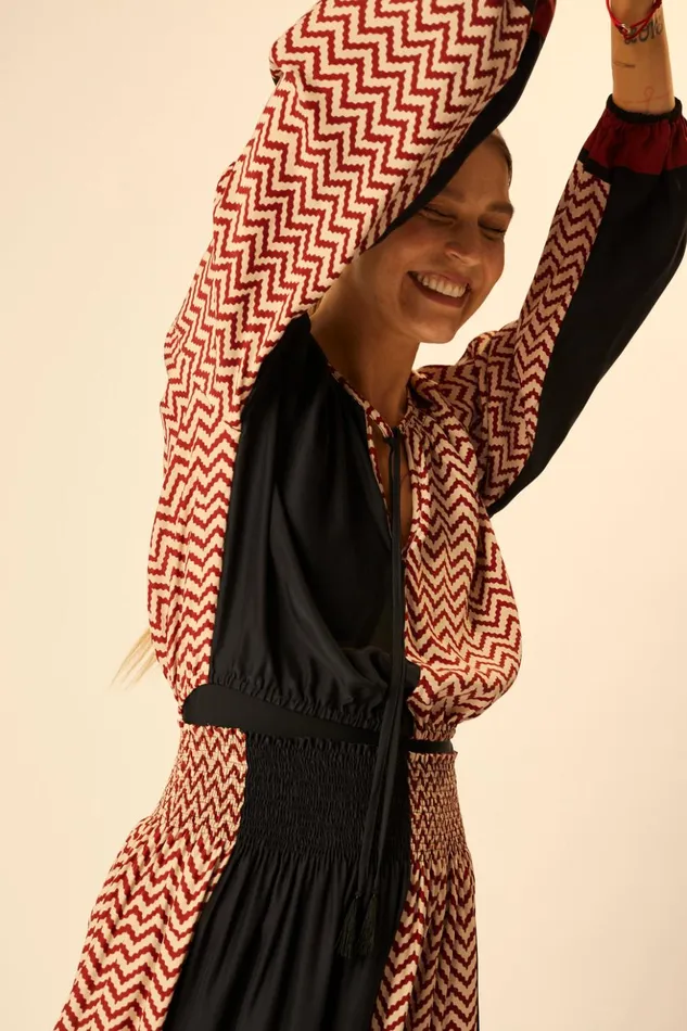 Amelia Top Block Zigzag Noire Women Natalie Martin Tops