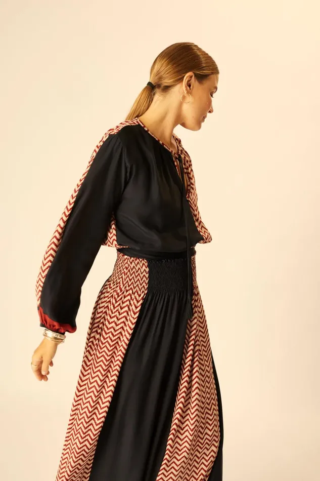 Amelia Top Block Zigzag Noire Women Natalie Martin Tops