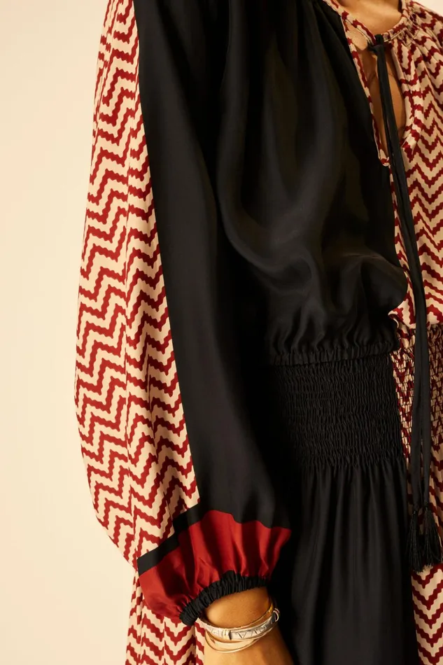 Amelia Top Block Zigzag Noire Women Natalie Martin Tops