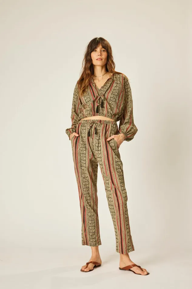 Amelia Top Paisley Stripe Black Women Natalie Martin Tops Amelia Top Paisley Stripe Black Women Natalie Martin Tops