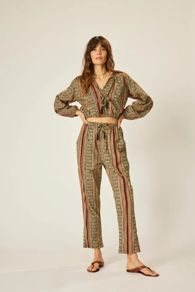 Amelia Top Paisley Stripe Black Women Natalie Martin Tops Amelia Top Paisley Stripe Black Women Natalie Martin Tops