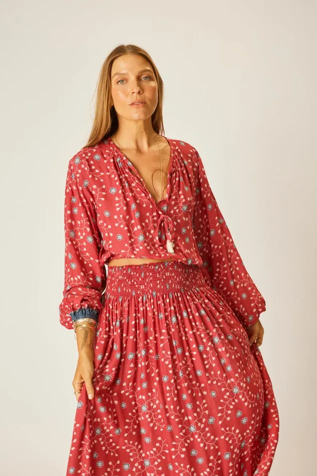 Amelia Top Pinwheel Barn Red Women Natalie Martin Tops