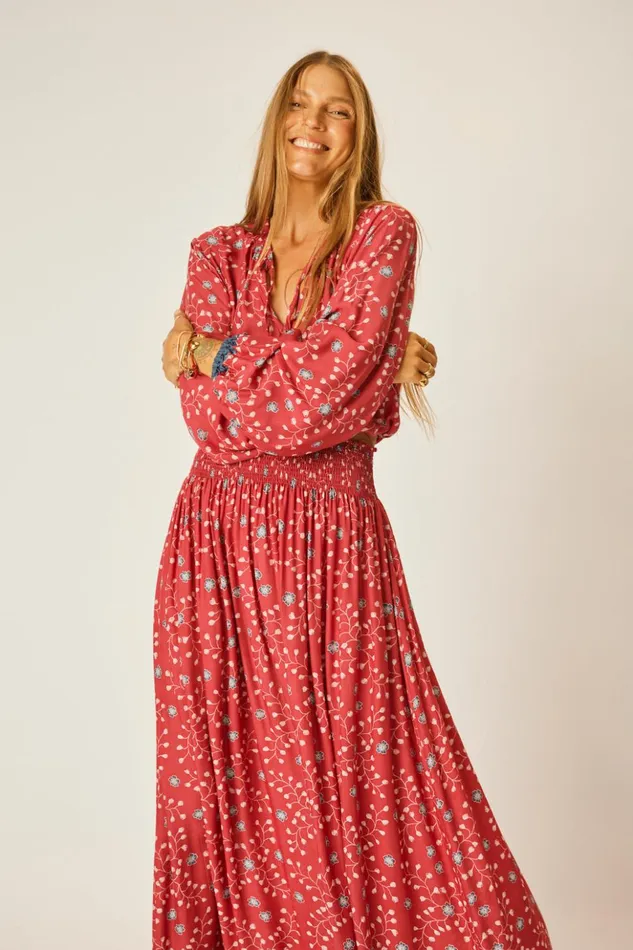 Amelia Top Pinwheel Barn Red Women Natalie Martin Tops