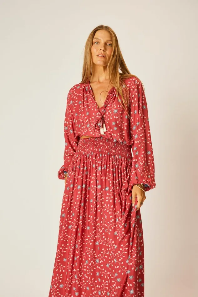 Amelia Top Pinwheel Barn Red Women Natalie Martin Tops