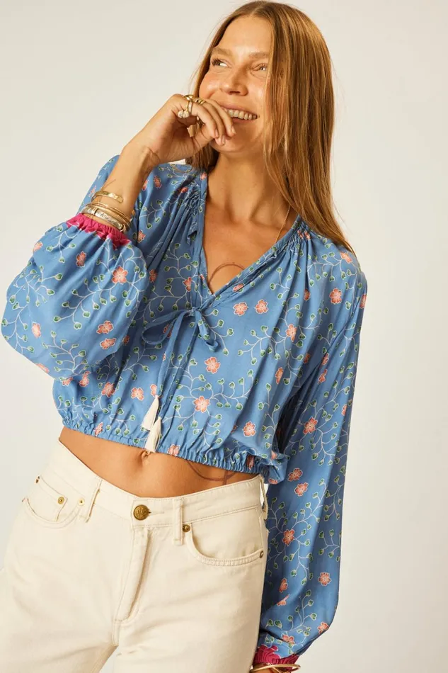 Amelia Top Pinwheel Denim Women Natalie Martin Tops Amelia Top Pinwheel Denim Women Natalie Martin Tops