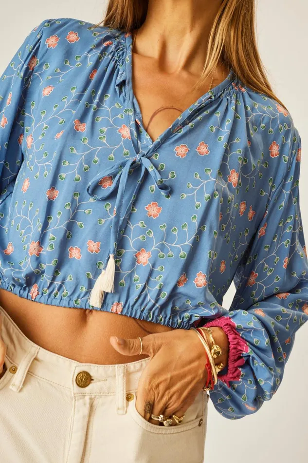 Amelia Top Pinwheel Denim Women Natalie Martin Tops Amelia Top Pinwheel Denim Women Natalie Martin Tops