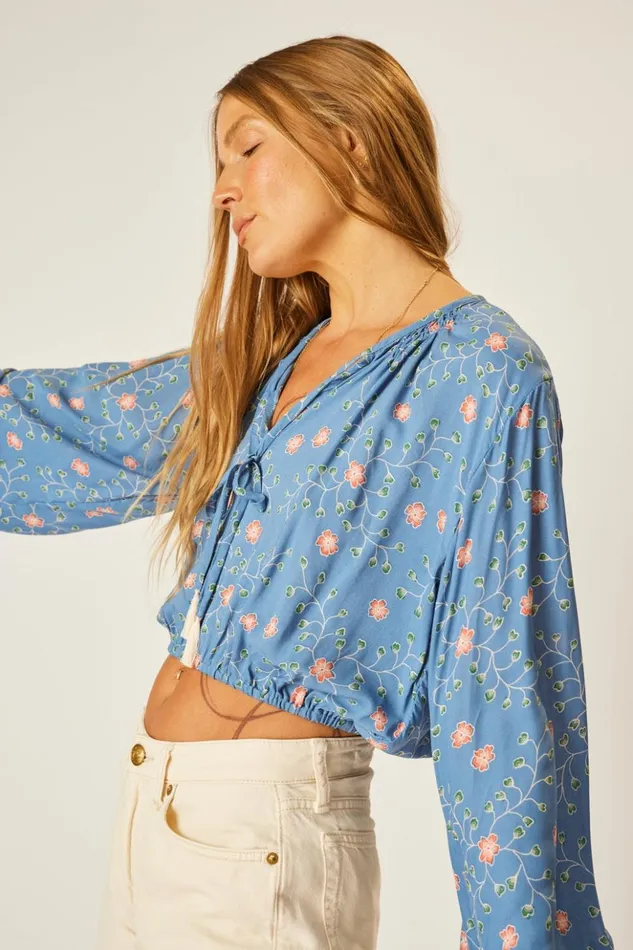 Amelia Top Pinwheel Denim Women Natalie Martin Tops Amelia Top Pinwheel Denim Women Natalie Martin Tops