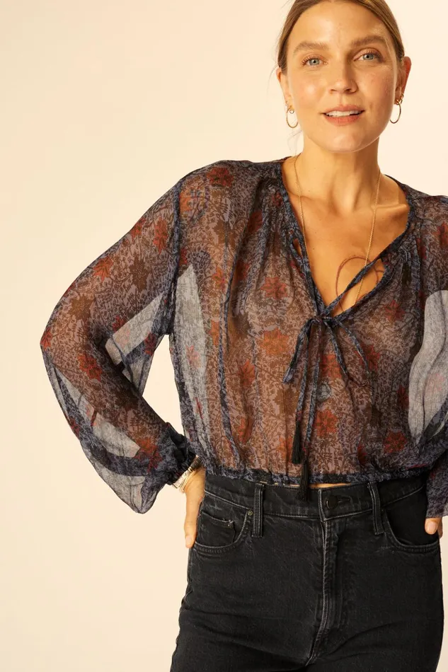 Amelia Top Snowflake Steel Blue Women Natalie Martin Tops