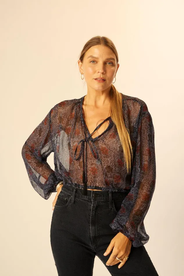 Amelia Top Snowflake Steel Blue Women Natalie Martin Tops