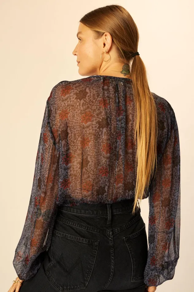 Amelia Top Snowflake Steel Blue Women Natalie Martin Tops
