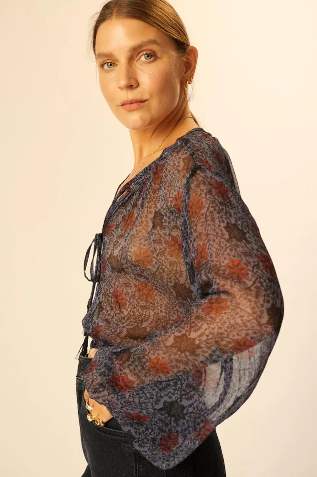 Amelia Top Snowflake Steel Blue Women Natalie Martin Tops