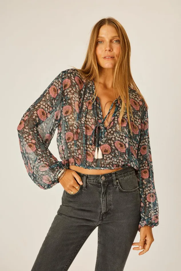 Amelia Top Vintage Flowers Indigo Women Natalie Martin Tops