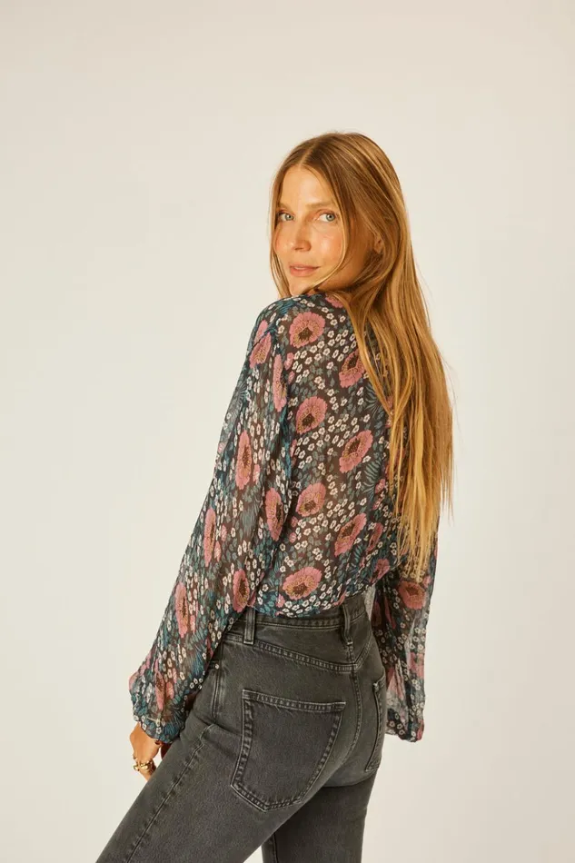 Amelia Top Vintage Flowers Indigo Women Natalie Martin Tops Amelia Top Vintage Flowers Indigo Women Natalie Martin Tops