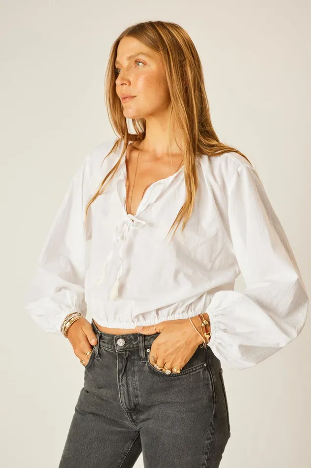 Amelia Top White Flat Cotton Women Natalie Martin Tops