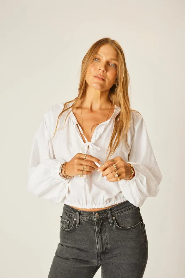 Amelia Top White Flat Cotton Women Natalie Martin Tops