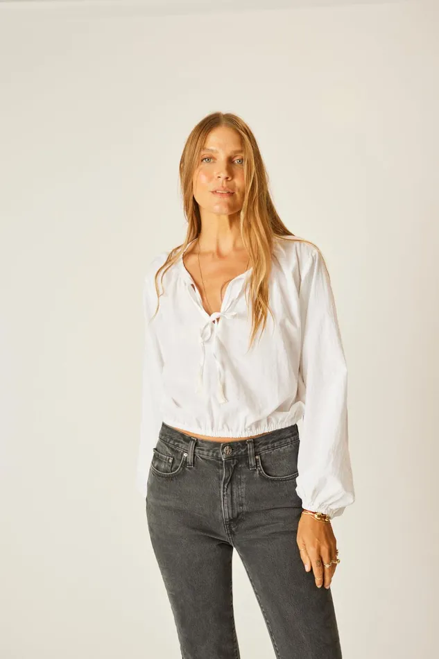 Amelia Top White Flat Cotton Women Natalie Martin Tops