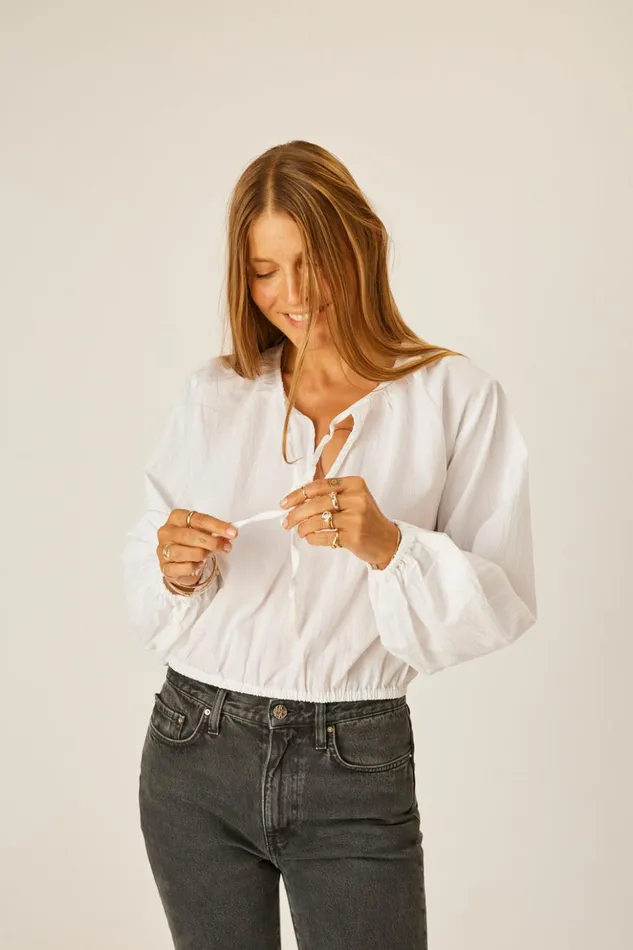 Amelia Top White Flat Cotton Women Natalie Martin Tops