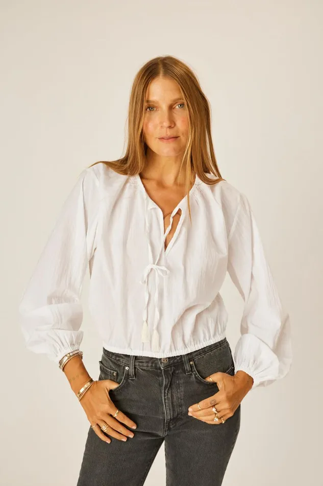 Amelia Top White Flat Cotton Women Natalie Martin Tops