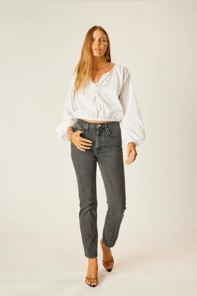 Amelia Top White Flat Cotton Women Natalie Martin Tops