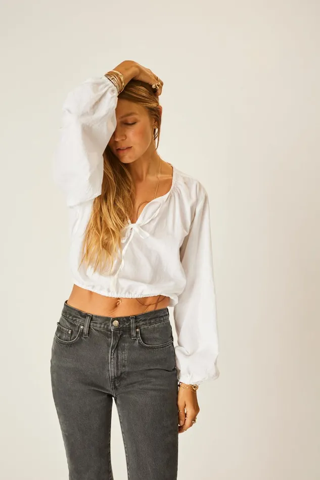 Amelia Top White Flat Cotton Women Natalie Martin Tops