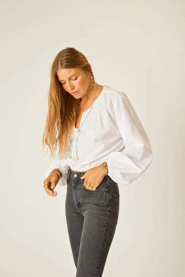 Amelia Top White Flat Cotton Women Natalie Martin Tops